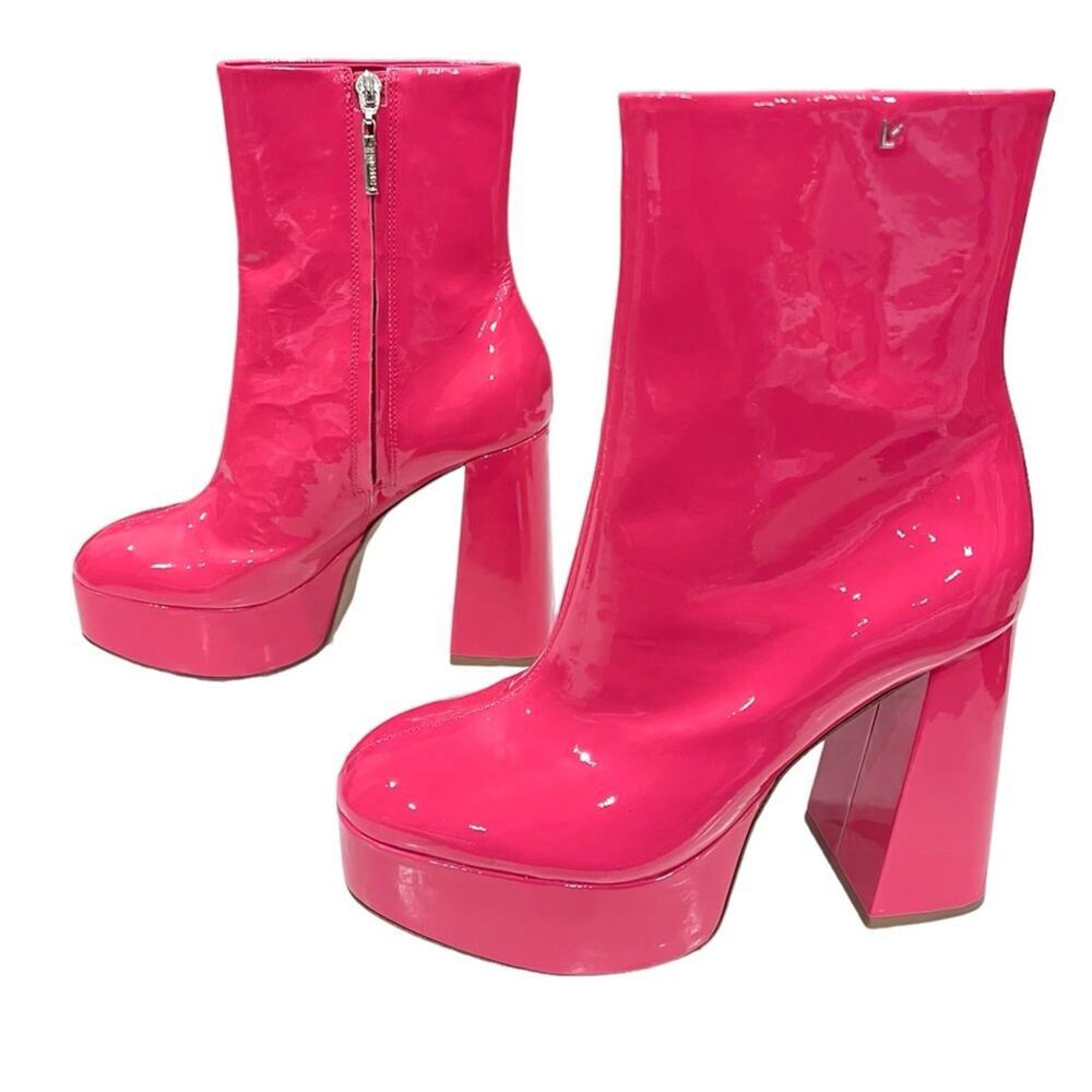 Larroude Dolly Boot in Pink Patent Leather - Picture 5 of 11